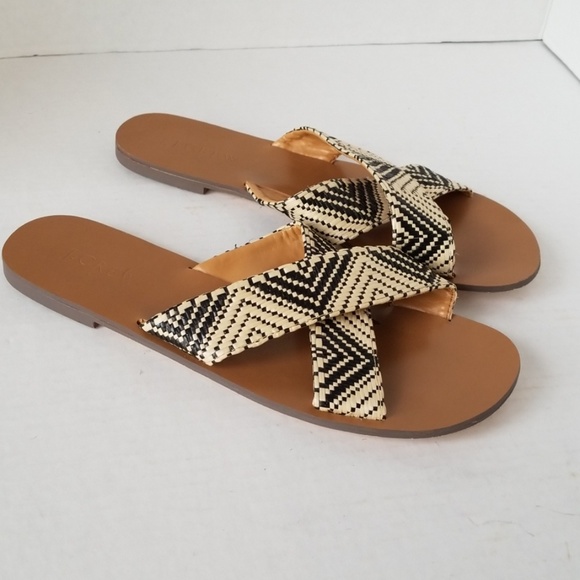 J. Crew Shoes - J CREW Raffi Crisscross Sandal Black Cream 8